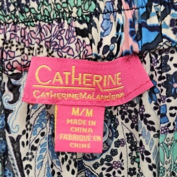 Catherine MaLandrino Blue Paisley Midi Skirt Medium New - Picture 3 of 8